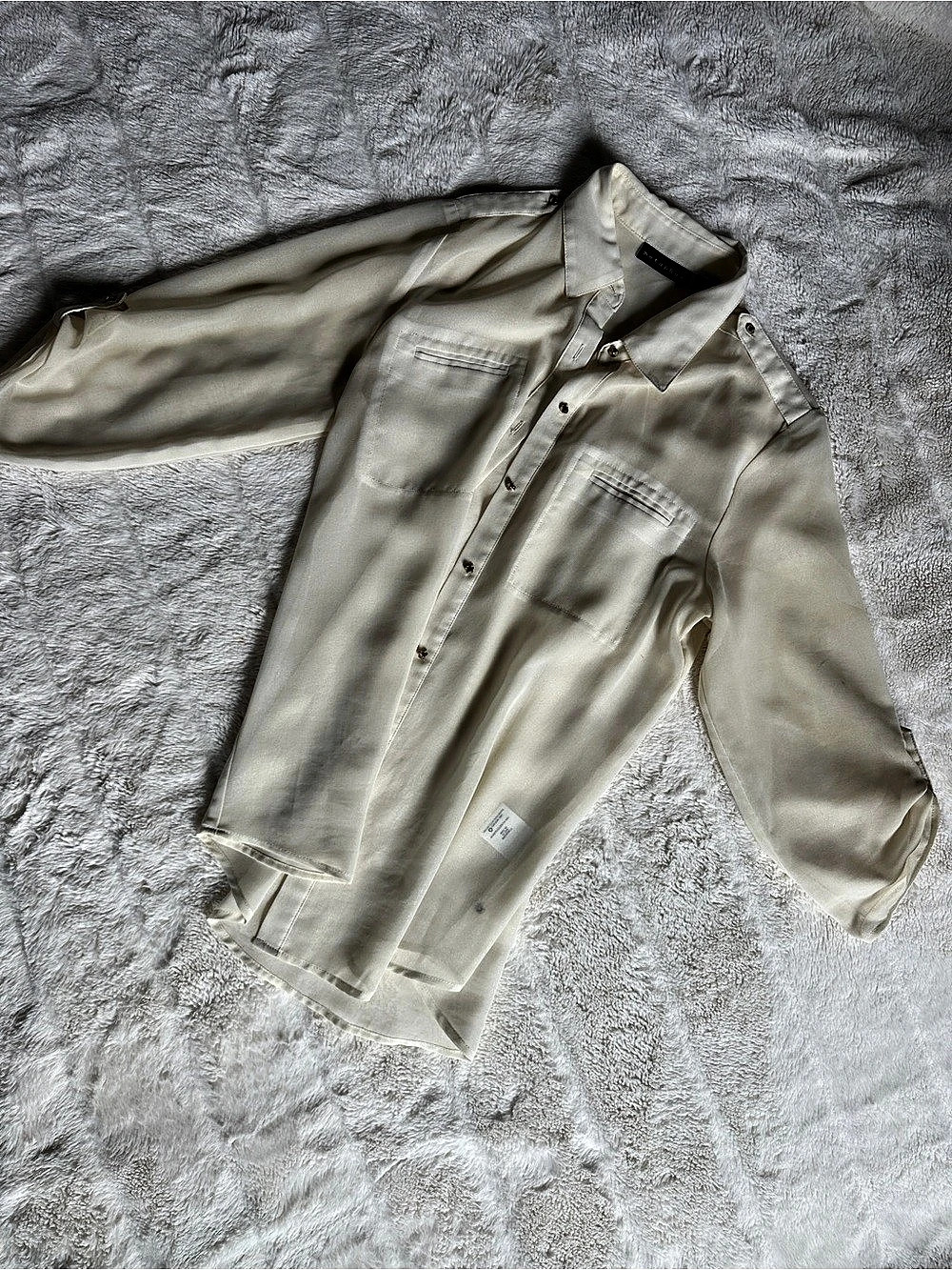 Anthropologie Button Down Shirt in sheer Cream Size Medium